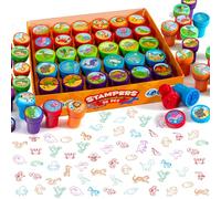 SYNCFUN 30 Sellos de Animales para niños, Sellos autoentintados Surtidos para niños, 5 Colores, 30 Patrones, Rellenos para Bolsas de Fiesta