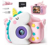 SYNCFUN Cámara para Niños con Pantalla 1080p HD, Modo Selfie, 32GB SD, Regalo para Niñas de 3 a 12 Años, Unicornio (Rosa)