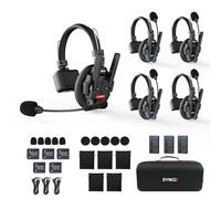SYNCO Auriculares de Intercomunicación Inalámbricos, XTALK XPRO5 2.4GHz 24H 500M Auriculares Sistema de Comunicación Dúplex Completo para 5 Personas