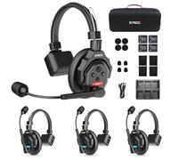 SYNCO Auriculares Intercomunicadores Inalámbricos, XTALK X4 2.4GHz Auriculares Inalámbricos Full Duplex con Comunicación de 24H 350M, Sistema de Intercomunicación con Monitoreo en Tiempo Real