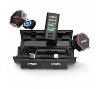 SYNCO G4 Micrófono Lavalier Inalámbrico para iPhone7-17/Android/Cámara, 2,4 GHz Doble Canal, Batería de 20 h con Estuche de Carga, Alcance 300 m, Cancelación de Ruido para Youtube TikTok Vlog