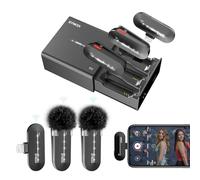 SYNCO Micrófono Lavalier Inalámbrico Móvil, P2SL 【Certificación MFi】 Micrófono de Solapa de 2,4 GHz con Estuche de Carga Compatible con iPhone iPad, Micrófono-Solapa-Inalámbrico-Wireless-iPhone