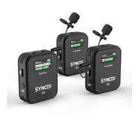 SYNCO Micrófono Solapa Inalámbrico Dual, G2 A2 Micro Corbata Wireless 2.4Ghz 200m Transmisión Compatible para Cámara DSLR Videocámaras Móviles y Tabletas, Corbata-Microfono-Solapa-Inalambrico-Sistema