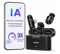 SYNCO SMICT Micrófono Inalámbrico AI para Android, Lavalier USB-C con Traducción en Tiempo Real, App AI Bluetooth, Reducción de Ruido, 2 Micrófonos para Vlog y Streaming
