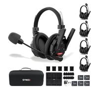 SYNCO XTALK Xmax Auricular Intercomunicador Inalámbrico, Auricular de Doble Oreja Alcance de 500 m Batería de 24 h para Comunicación de Equipos en Eventos, Televisión y Producciones de Cine 5PCS