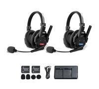 SYNCO XTALK Xmax Auricular Intercomunicador Inalámbrico, Auricular de Doble Oreja Alcance de 500 m Batería de 24 h para Comunicación de Equipos en Eventos, Televisión y Producciones de Cine 2PCS