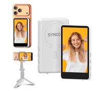 SYNCO XView Monitor Magnético para Teléfono iPhone 17 y Android, Pantalla Selfie Vlog Inalámbrica 50 m con Altavoz Integrado, Ideal para TikTok y Youtube (Blanco)