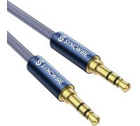 SYNCWIRE - Cable auxiliar de audio (3,5 mm, macho a macho, chapado en oro), estéreo de nailon, para iPhone, Samsung, iPod, iPad, coche, auriculares, radio, teléfonos inteligentes, MP3, etc. - 1 m