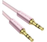 SYNCWIRE - Cable auxiliar de audio (3,5 mm, macho a macho, chapado en oro), estéreo de nailon, para iPhone, Samsung, iPod, iPad, coche, auriculares, radio, teléfonos inteligentes, MP3, etc. - 1 m