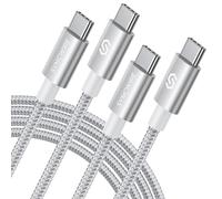 SYNCWIRE Cable USB C de Carga Rápida 60W [2M, pack de 2] Cable Tipo C de Nylon Compatible con iPhone 15 Pro Plus Max, Samsung S24 S23, iPad Air, MacBook, Google Pixel, Switch, Tablets - Gris plateado