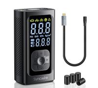 Syncwire Compresor Aire Portatil - 10.35Bar máx Inflador Electrico Compresor Aire Inflación Más rápido Bomba Aire para Coche, Motos, Bicicletas, Pelotas, con Tapas de Válvula de Neumáticos, LCD Grande