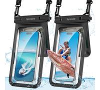 SYNCWIRE Funda Impermeable Universal, Paquete de 2, IPX8 de Doble Espacio para iPhone 17 Air 16 15 14 13 12 Pro MAX XR X SE 8 Samsung S25 S24 S23 S22 Ultra Teléfonos de Menos de 8,5 Pulgadas - Negro
