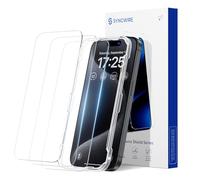 Syncwire Protector de Pantalla para Apple iPhone 15 Pro Max de 6,7", Cristal Templado Antirroturas, Marco de Fácil Instalación, Dureza 9H, Claridad HD 99,99%, Sin burbujas, Paquete de 3