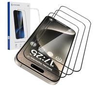 SYNCWIRE Protector de Pantalla para iPhone 15 Pro con Borde Negro, Paquete de 3 Vidrio Templado de Grado Militar para iPhone 15 Pro de Cobertura Total [Dureza 9H] [Sin Burbujas] para Apple 6.1"