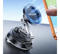 SYNCWIRE Soporte Coche MagSafe [Ajuste De 3 Ejes], Soporte Magnético Coche Con Ventosa Reemplazable Para Salpicadero/Parabrisas, Rotación 360° Y Plegable, Para iPhone 17-12 Pro/Max/Plus