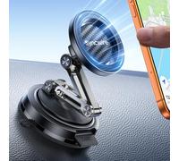 SYNCWIRE Soporte Coche MagSafe, Soporte Magnético Con Ventosa Reemplazable (Salpicadero/Parabrisas), 3 Ejes, Rotación 360°, Plegable, Para iPhone 17-12 Pro/Max/Plus, Fibra De Carbono