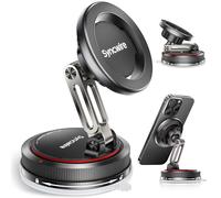 SYNCWIRE Soporte para Coche MagSafe [Diseño de 2 Ejes], Soporte con Ventosa y Imanes N52, Rotación de 360°, Compatible con iPhone Series 12-17 y Fundas MagSafe, Negro Mate