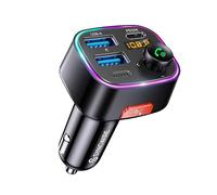 SYNCWIRE Transmisor FM Bluetooth 5.3 para Coche,48W(PD 36W & 12W) Doble USB Cargador Adaptador Receptor de Radio Inalámbrico,Pantalla LED,Llamadas Manos Libres,Soporte Unidad USB de 64GB,Negro