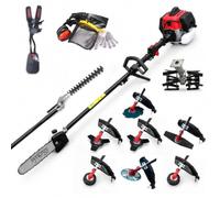 Synergy Desbrozadora Multifunción Gasolina 10 en 1 65cc 4,9cv Motor 2T, Cuchillas Helicoidales, Cortasetos, Podadora, Kit de protección, 6 Discos y Cabezal Automático y Arnés Profesional