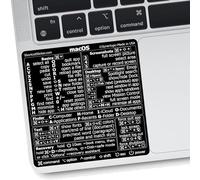 Synerlogic (2 piezas) Mac OS Atajos para Sonoma/Ventura/Monterey/Etc M1/M2/M3/Intel, calcomanía de vinilo laminado sin residuos para MacBook Air/Pro/iMac/Mini de 13-16 pulgadas (negro)
