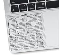 Synerlogic Calcomanía de atajos de Mac OS | Calcomanías de teclado para macOS | Hoja de trucos de vinilo laminado para MacBook para laptop | Atajos de MacBook 2026 (transparente/negro/español)