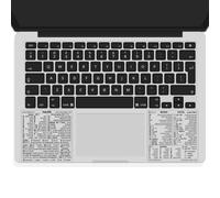 Synerlogic Calcomanías de atajos de Mac OS y Word/Excel, hoja de trucos de vinilo laminado para MacBook para laptop, atajos de MacBook 2026 (transparente/negro/español)