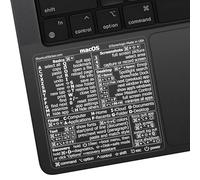 SYNERLOGIC Pegatinas para teclado Mac OS (5 unidades), vinilo laminado no residue, hoja de trucos, funda negra, pegatinas de teclado para MacBook, 83 x 83 mm (transparente/blanco, 5 unidades)