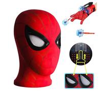 SYNERVO Máscara de Carnaval, Unisex Máscara de Cosplay para Niños Adulto con Lanzador de Héroes Guante, Máscara de Halloween, Mascara de Spider Niño, para Halloween Carnaval Mascarada Cosplay