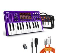 Synido Controlador de teclado MIDI Beat Maker, teclado MIDI de 25 teclas con almohadillas de batería, bolsa de transporte, pantalla OLED, teclado MIDI TempoKEY K25 USB-C con almohadilla de ritmo para