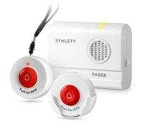SYNLETT Buscapersonas Inalámbrico con Pulsadores SOS para Ancianos - Sistema de Alarma Portátil para Cuidadores, Llamada de Enfermería, Pacientes y Emergencias en el Hogar