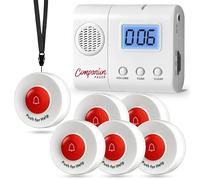 SYNLETT Buscapersonas para Cuidadores con 6 Pulsadores SOS Sistema de Llamada de Enfermería Inalámbrico Alarma Portátil para Ancianos Pacientes Hogar Clínica Emergencias