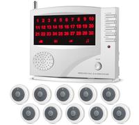 SYNLETT - Sistema de Llamadas inalámbricas, buscador de Cuidadores para estación de Enfermeras, 10 Botones de Llamada Impermeables con 1 Unidad de monitoreo para emergencias, clínica de Pacientes