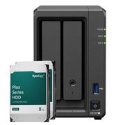 Synology DiskStation DS725+ NAS de 2 bahías AMD Ryzen™ R1600, 4 GB de RAM DDR4, 0/2 HDD/SSD