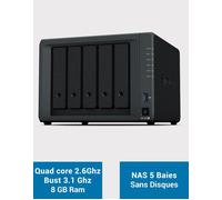 Synology DS1522+ NAS Torre 5 Bahías con CPU AMD Ryzen R1600 y 8GB DDR4 RAM, para usuarios domésticos