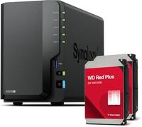 Synology DS225+ Bundle 12TB Western Digital (WD Red Plus 2x6TB) 2-Bay Plus Serie - Intel Celeron J4125 Quad-Core, 2 GB DDR4 SODIMM no ECC, 1 x 2,5 GbE y 1 puerto LAN RJ-45 de 1 GbE