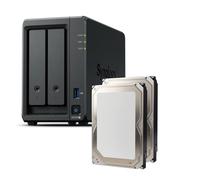 Synology DS725+ 28TB Bundle 2 discos duros de 14 TB, serie 2 Bay Plus con Ryzen R1600, 4 GB de RAM (32 GB máximo), 1 x 2,5 GbE, 1 x 1 GbE, 2 ranuras M.2 NVMe. Expansión DX525 disponible a través de