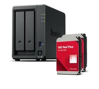 Synology DS725+ Bundle 12TB Western Digital (WD Red Plus 2X 6TB) 2 Bay Plus Serie con Ryzen R1600, 4 GB de RAM (32 GB máximo), 1 x 2,5 GbE, 1 x 1 GbE, 2 ranuras M.2 NVMe