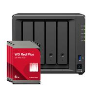 Synology DS925+ 24TB WD Red Plus NAS-Bundle AMD Ryzen™ V1500B, 4 GB de RAM DDR4, 0/4 HDD/SSD