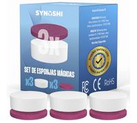 Synoshi Pro Juego de Esponjas Mágicas para Cepillo Eléctrico, 3 Esponjas de Melamina y 3 Estropajos, Limpieza sin Químicos, Eficaz y Seguro