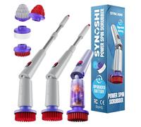 Synoshi Pro Kit Cepillo Eléctrico Giratorio con Accesorios | Incluye cepillo redondo, 2 cepillos cónicos, esponja mágica y mango extensible. Recargable.