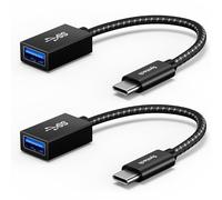 Syntech Adaptador USB-C a USB, Paquete de 2 USB-C a USB 3.0, 10Gbps Type-C, Adaptador Hembra USB Thunderbolt 3 a USB OTG, Compatible con iPhone 17/16/15 Pro, iPad Mini 6, MacBook Pro/Air/Neo, Negro