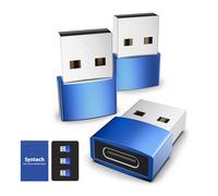 Syntech Adaptador USB C a USB (Paquete de 3) [Carcasa de Aluminio, Alta Estabilidad] Compatible con AirPods, iPad Mini/Air 7, iPhone 17/17 Air/17e/16/15 Pro MAX, Apple Watch Series 9/8/7, Azul