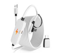 Syntech VR Cable Link con Carga 5M Compatible con Meta Quest 3S/Quest 3/Oculus Quest2 Accesorios, Cable Link USB 3.0 con Puerto de Carga Adicional, para PC/SteamVR y Juego Extendido
