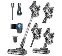 Syntecno Aspiradora Sin Cable Aspirador Escoba - Aspiradoras de Mano Vertical Electricas Cordless Vacuum Cleaner Potente Inalámbrica de Pie Bateria con Cepillo para Pelos de Mascota Suelo y Alfombra