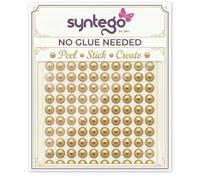 Syntego 200 perlas autoadhesivas de 6 mm, hermosas perlas redondas pequeñas, adornos adhesivos (dorado)