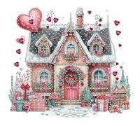 Syntego 5D DIY Magical Love Hearts House Parcial Forma Especial Taladro Pintura de Arte de Diamante para Adultos 30 cm x 30 cm Lienzo por números