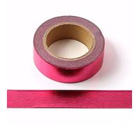 Syntego Cinta adhesiva adhesiva decorativa de papel de aluminio sólido, 15 mm x 10 metros (rosa intenso)