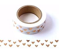 Syntego Cinta Washi de corazones de papel de aluminio, Barra de enmascarar decorativa en el borde 15 mm x 10 metros (1) (Oro rosa, 15 mm x 10 metros)