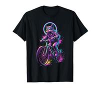 Synthwave Cat on Bike Rider Retro 80s 90s Ciclismo Camiseta