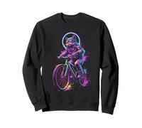 Synthwave Cat on Bike Rider Retro 80s 90s Ciclismo Sudadera
